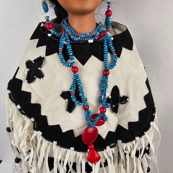 Porcelain Native American Doll Numbered Traditions Doll Collection 25 in Vintage - Picture 15 of 16